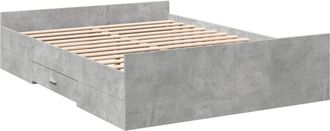 vidaXL Bed Frame with Drawers without Mattress Concrete Grey 120x200 cm Vidaxl