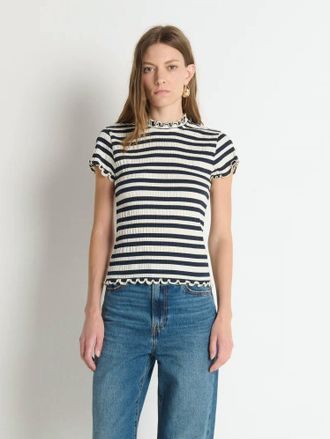 Nation Ltd Natalia Top In Crinkle Stripe