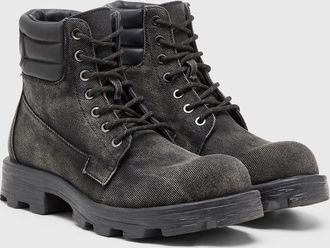 Diesel D-Hammer-Combat boots in denim and leather - Boots - Woman - Grey