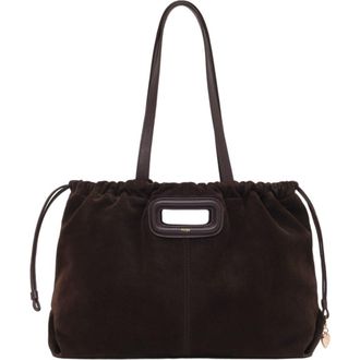 Maje Suede Milpli tote bag in Dark Brown at Nordstrom, Size Medium