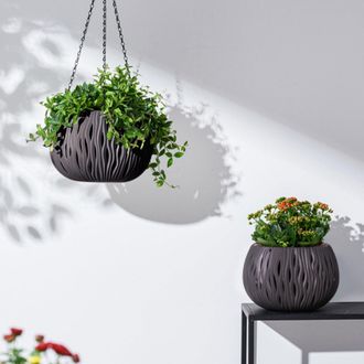 No Brand Maceta Colgante De 25 Cm (10 Pulgadas), Para Interior/exterior, Con Sistema De Autorriego Y Orificios De Drenaje, Ideal Para Jard&iacute;n Y Hogar (gris)