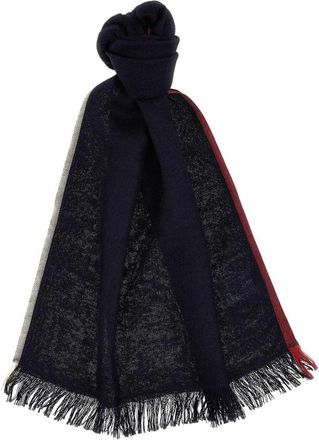 Brunello Cucinelli Gestreept Wollen Sjaal - Heren - Wintersjaals - Blauw - ONE Size - Wol - Accessoires