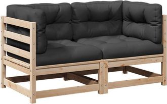 vidaXL Set De Sof&aacute;s Jard&iacute;n 2 Pzas Con Cojines Madera Maciza Pino Vidaxl