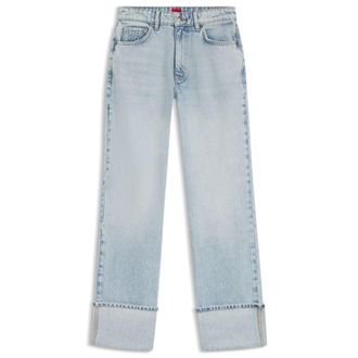 HUGO BOSS Straight-fit jeans in blue denim with cuffs