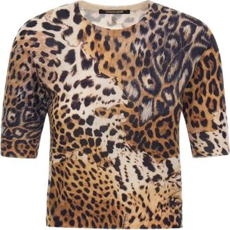Roberto Cavalli Maglia a maniche corte con stampa Malachite - - Knitwear - Donna - Marrone - M
