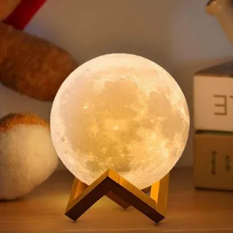 OEM Lampada Lunare 3d, 16 Colori, Con Supporto In Legno/telecomando/controllo Touch, Regalo Per Ragazze, Donne, Fidanzate, Diametro 12 Cm