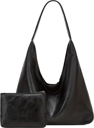 Generic Compatible For Tote bag hand bill of lading shoulder womens retro simple large(Black B)