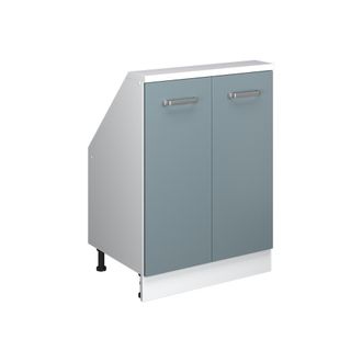 Vicco Armario De Cocina Para Techo Inclinado R-line, Azul-gris-blanco, 60 Cm Con 2 Puertas, Vicco