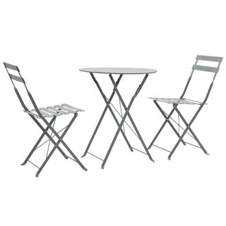 Berkfield Home 3 Piece Bistro Set Steel Grey