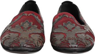 Dolce & Gabbana Bordeaux Jacquard Leather Slip On Loafer Mens Shoes