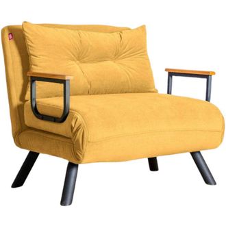 Dmora Poltrona Keoni, Seduta imbottita, Divano singolo da salotto, Sedia con braccioli, 60x78 h78 cm, Giallo - Dmora