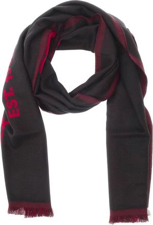 Alexander McQueen Zwart Jacquard Logo Franje Sjaal - Heren - Wintersjaals - Zwart - ONE Size - Wol - Accessoires
