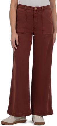 Kut from the Kloth Meg Patch Pocket High Waist Wide Leg Pants in Rust at Nordstrom, Size 14