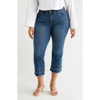 Democracy Double Layer Fray Hem Kick Flare Jeans in Blue at Nordstrom Rack, Size 16W
