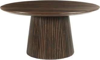 Moloo Mesa de centro redonda D80 cm en madera maciza marr&oacute;n