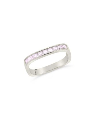 Sterling Forever Silver Cz Rectangular Ring