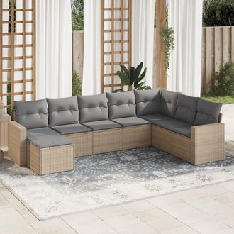 vidaXL Vidaxl - Juego De Sof&aacute;s De Jard&iacute;n Con Cojines Beige 8 Pzas Rat&aacute;n Pe