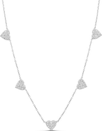 SHYMI Multi Heart Necklace -.925 Sterling Silver, 14k Gold-Plated - Rhodium Plated, Cubic Zirconia Pav&eacute; Detailing, Adjustable Chain