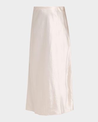 Vince Side-Slit Satin Slip Skirt