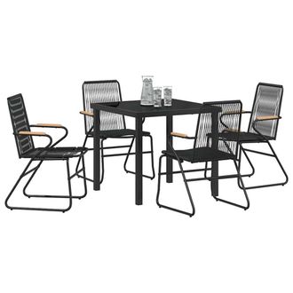 Berkfield Home Modern 5 Piece Garden Dining Set Black PVC Rattan