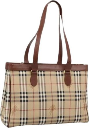Burberry Pre-owned Vintage Tote Bag - Dames - Vintage Shopper - Beige - ONE Size - Leer - Vintage