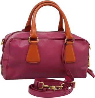 Prada Vintage Bauletto Bag Leather Pink Leather Handbag (Pre-Owned)