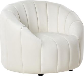 Beliani Beliani - Sill&oacute;n Terciopelo Asiento Acolchado Respaldo Bajo Blanco Crema Malung