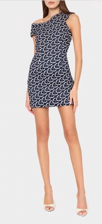 Milly Leah Lace Mini Dress In Navy/white