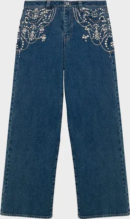 SIMKHAI Jude Embellished Mid-Rise Jeans