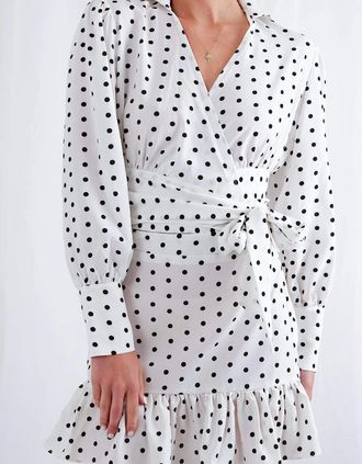 Pretty Lavish Womens Aiden Wrap Blouse - Polka Dot - Multi - Size: 12