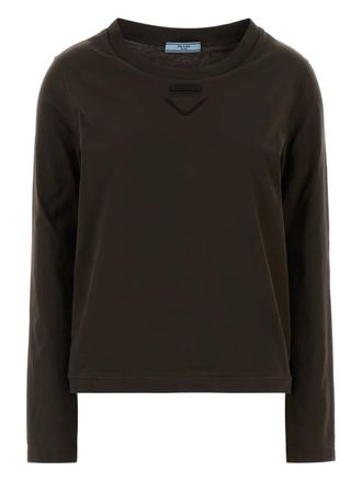Prada logo appliqu&eacute; sweater - Marrone