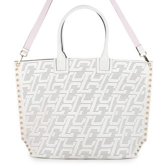 Christian Louboutin Champagne Gold Red Color White Leather Handbag Tote Bag (Pre-Owned)