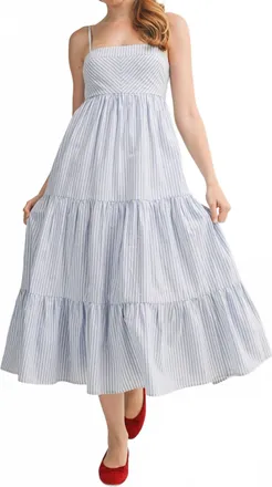 Mustard Seed Striped Tieback Midi Dress In Blue White