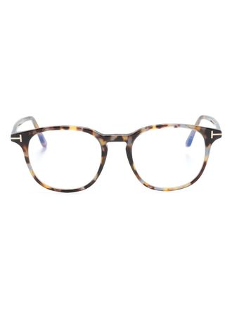 Tom Ford Eyewear tortoiseshell-effect oval-frame glasses - unisex - Acetate - 50 - Brown
