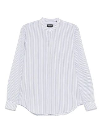 Giorgio Armani Gestreept katoenen overhemd - Blauw