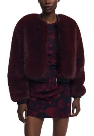 Desigual Faux Fur Bordeau Jacket