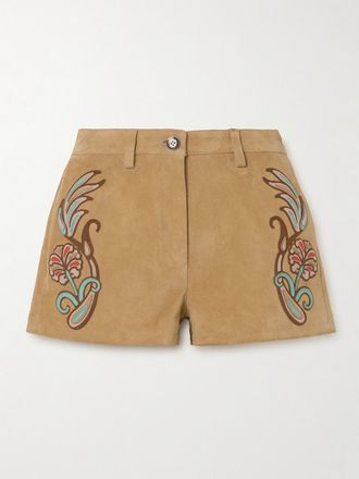 Etro Shorts In Camoscio Con Applicazioni - Neutri