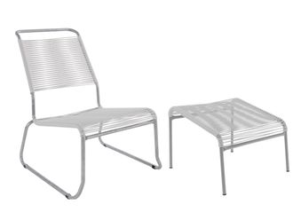 Schubiger M&ouml;bel Spaghetti-Kufen-Lounger-Hochlehner + Hocker S&auml;ntis