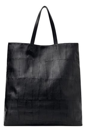 Mango Patchwork Leather Shopper Bag in Black at Nordstrom Rack