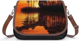 Generic Guitar Tree Sunset Small Womens Crossbody Bags Shoulder Handbag with Adjustable Strap for Travel