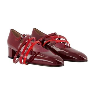 Carel Womens Patent Calfskin Strappy Pump Burgundy