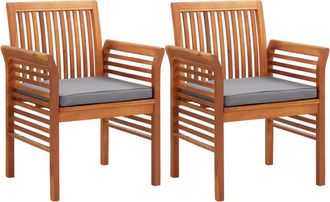 vidaXL Vidaxl - Sillas De Comedor Jard&iacute;n 2 Uds Con Cojines Madera Maciza Acacia