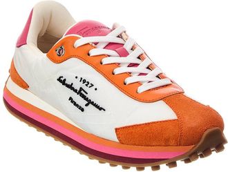 Ferragamo Iggy Leather-Trim Sneaker