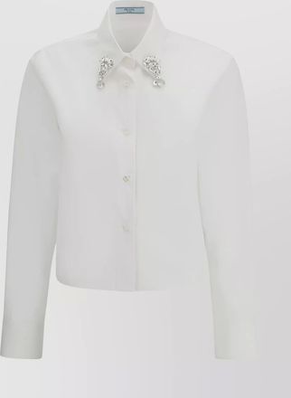 Prada jewel collar cotton cropped shirt