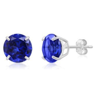 MAX + STONE 14k White Gold 9mm Round Cut Gemstone Stud Earrings