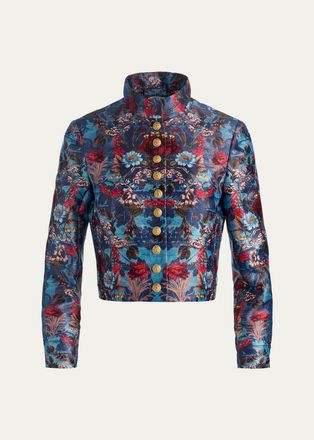 Alice & Olivia Emerson Floral Jacquard Military Jacket