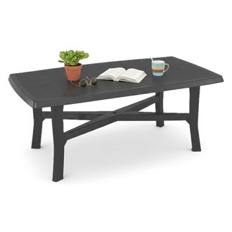Dmora Mesa De Exterior Rasura, 6 Personas, Largo M&aacute;ximo 180 Cm Made In Italy, Acabado Cuadr&iacute;cula, 180x100x72h Cm Negro Antracita