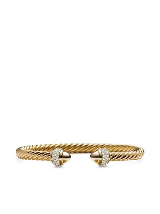 David Yurman 18kt yellow gold Cable diamond bracelet (5mm) - women - 18kt Yellow Gold/Diamond - M
