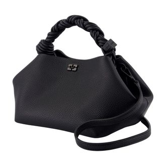 Ganni Womens Grained Leather Shoulder Bag Black