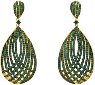 Latelita London Vortex Teardrop Earrings Green Gold